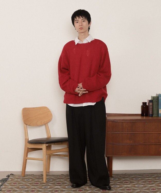 WEGO ダブルガーゼダメージプルオーバー レッド