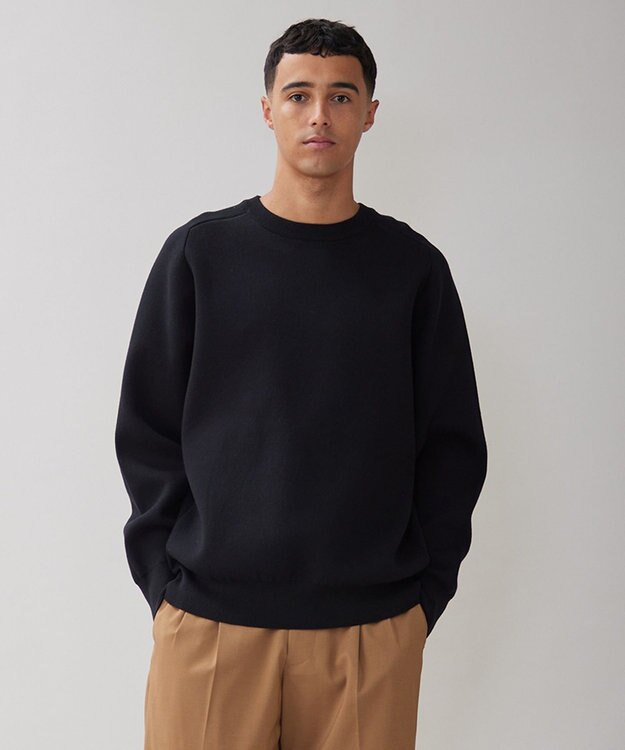 UNFILO MENS 【新色追加】スウェットライク クルーニット [24年秋冬商品] ブラック