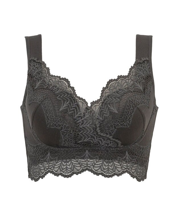 BRADELIS New York 【BRADELIS Me / ノンワイヤー・バストアップ】レーシィオールインワンブラ 日中も就寝時も快適に補正するブラ カーキグレー