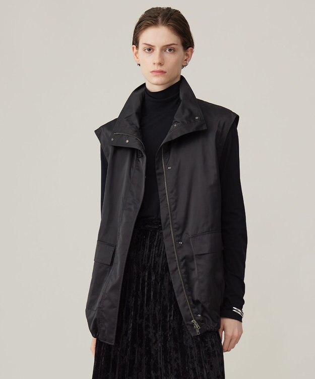 ICB 【洗える】グランウォームソフトサテン ミリタリーベスト ブラック系