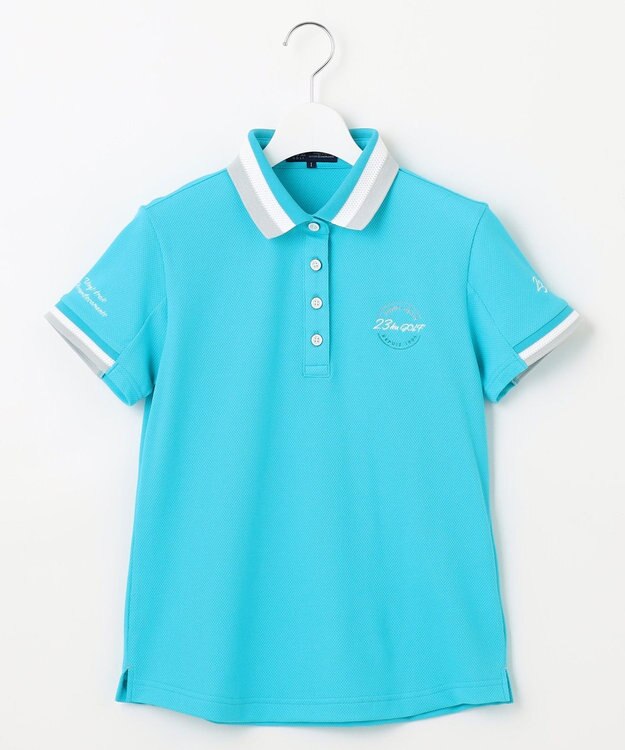 23区GOLF 【WOMEN】【UVケア・吸水速乾】ハニカムカノコ 半袖ポロシャツ ターコイズブルー系