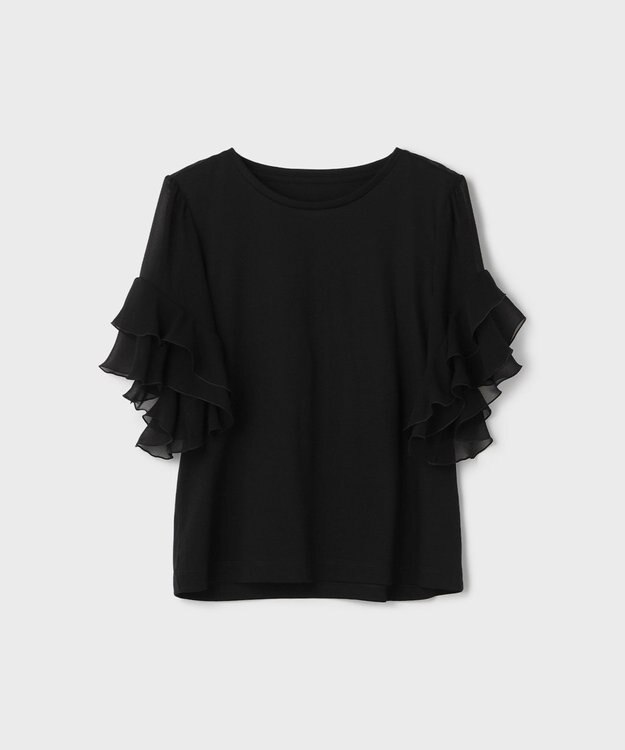 GRACE CONTINENTAL シフォンスリーブカットトップ ブラック
