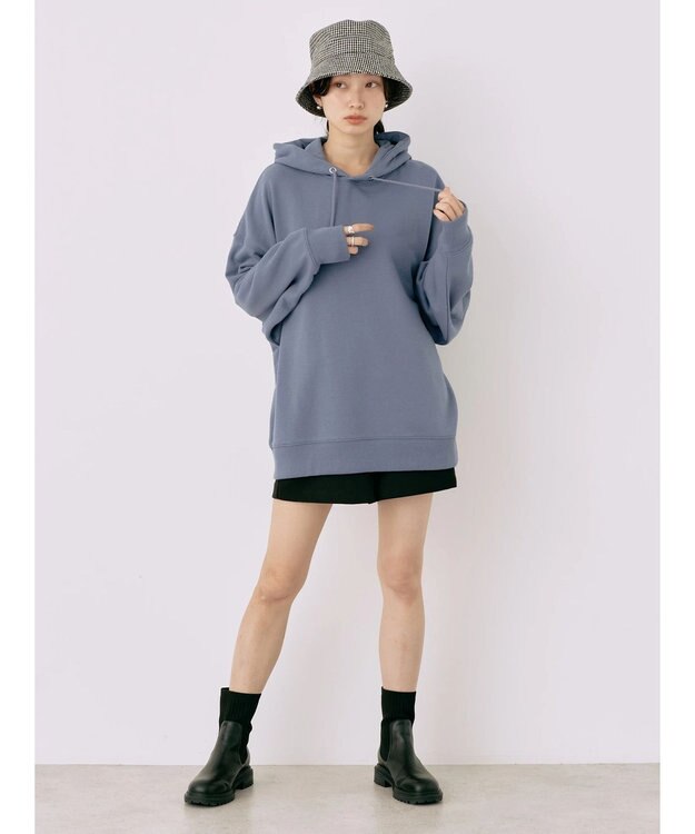 earth music&ecology スウェットルーズパーカー Blue