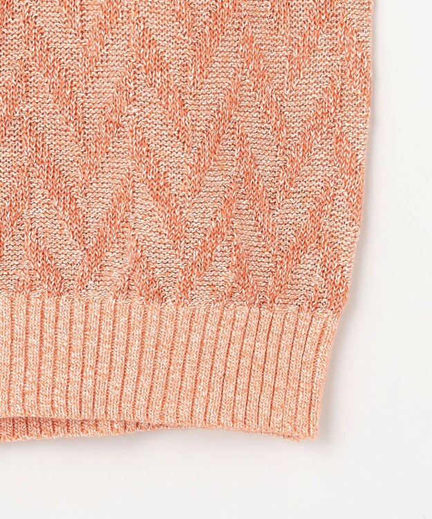 JOSEPH ABBOUD 【キングサイズ・エコ素材和紙使用・日本素材】和紙杢メッシュクルーネック ニット ライトオレンジ系