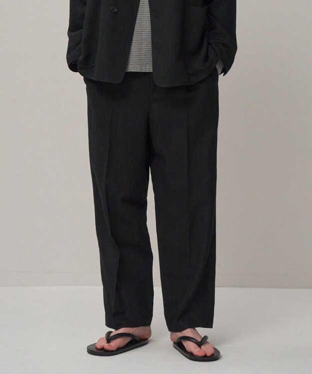 ATON TWIST WOOL LINEN | スタンダードパンツ - UNISEX CHARCOAL TOP