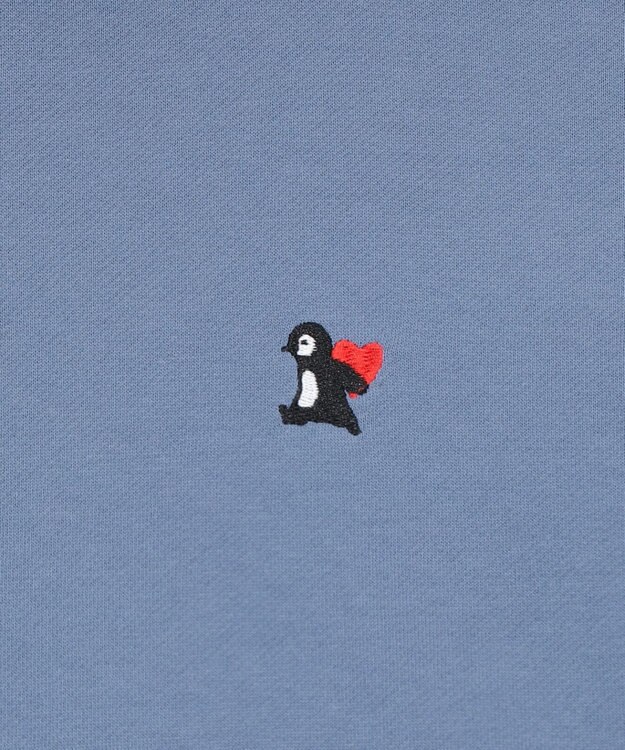 WEGO 【ユニセックス着用ITEM/SMLサイズ展開/裏起毛】ワンポイント刺繍プルパーカー ブルー