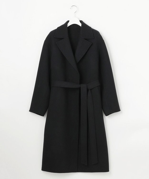 23区 S 【R(アール)】ウールメルトンリバー ロング ラップコート ブラック系
