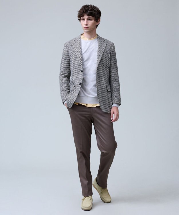 J.PRESS MEN 洗練されたシルエットと機能美【ストレッチ】トリコチン ステムテーパードパンツ ブラウン系