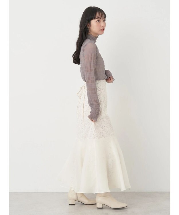 earth music&ecology ジャガードシャーリングシアートップス Gray