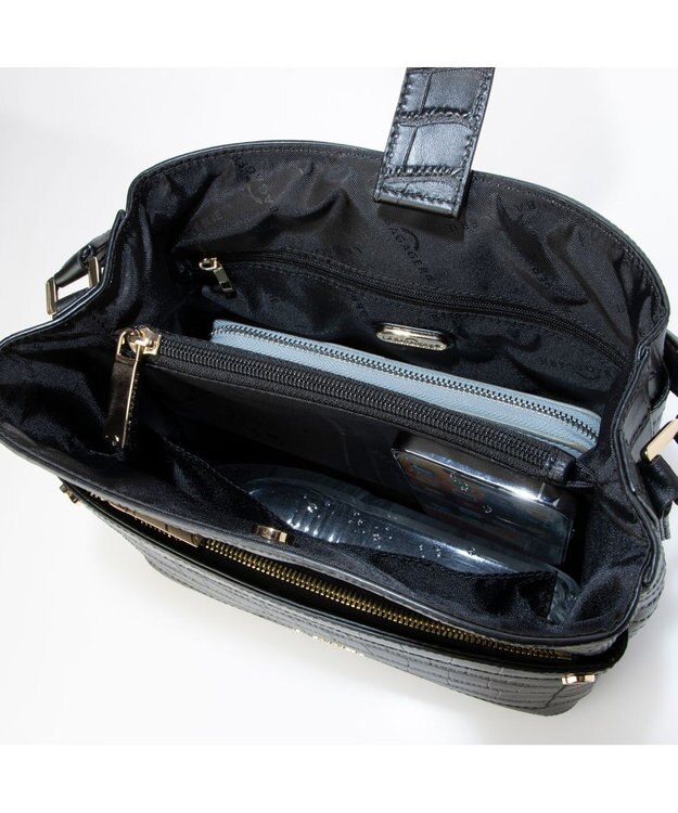 LA BAGAGERIE クロコエンボス2WAYバッグ ブラック