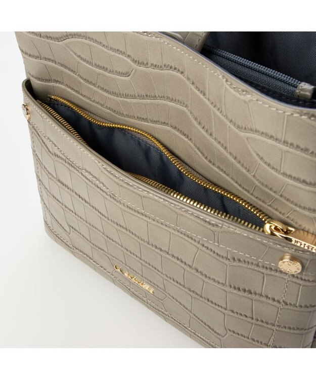 LA BAGAGERIE クロコエンボス2WAYバッグ グレー