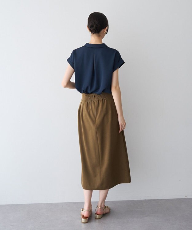 YECCA VECCA 2wayストライプリボンブラウス Navy