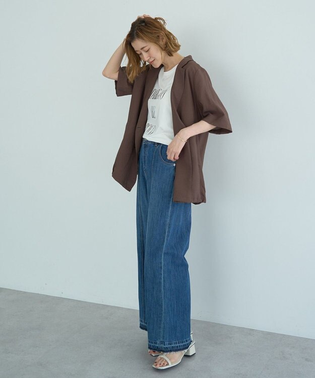 YECCA VECCA ハーフスリーブライトジャケット Brown