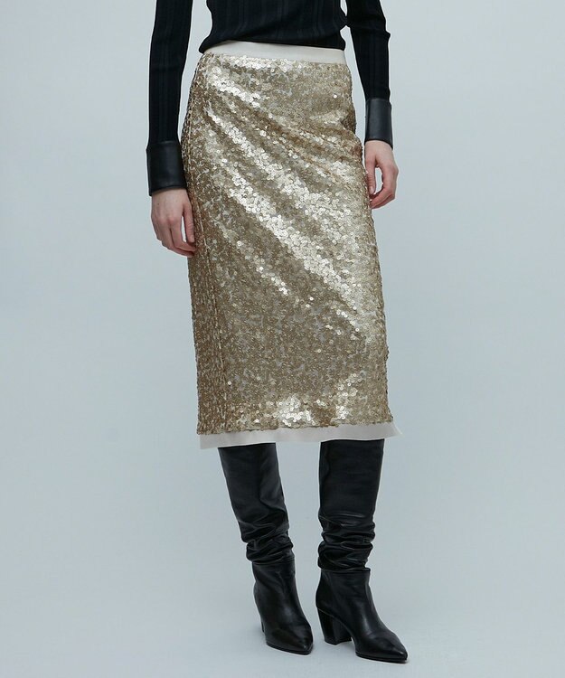 BEIGE， LA VERRERIE / スパンコールスカート Champagne Gold