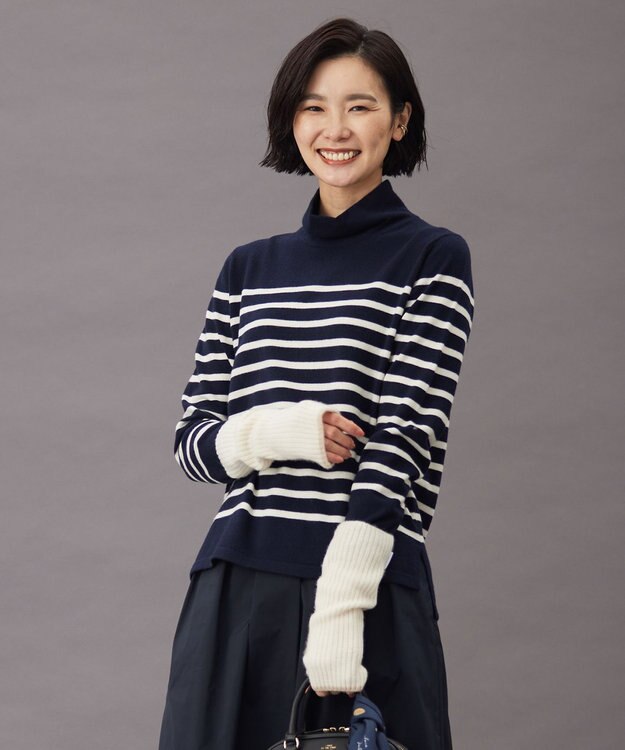 J.PRESS LADIES ピュアカシミヤ アームウォーマー ホワイト系