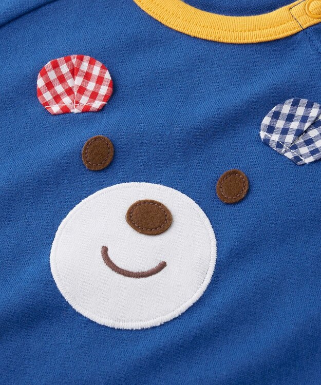 MIKI HOUSE HOT BISCUITS 【70-110cm】 顔ドン ラグラン半袖Tシャツ 青