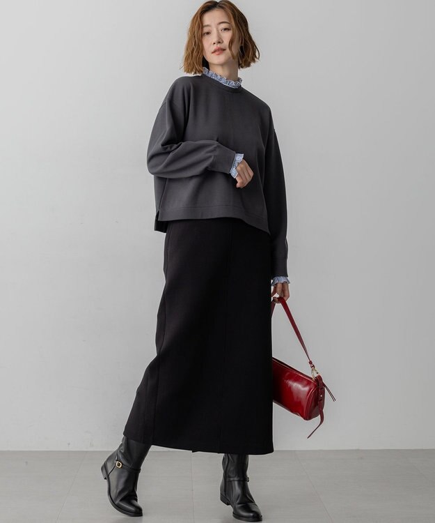 23区 L 【WEB＆一部店舗限定】クリアコットンテリー ストライプフリル スウェット グレー系