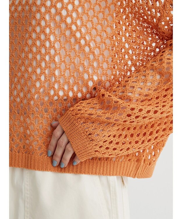 Green Parks メッシュ編みニットプルオーバー Orange