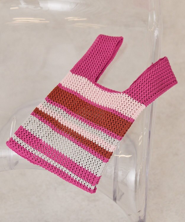 AMERICAN HOLIC マルチボーダーニットバッグ Pink