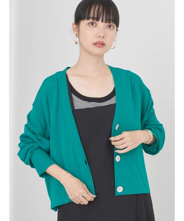 earth music&ecology ハイゲージニットカーディガン Green