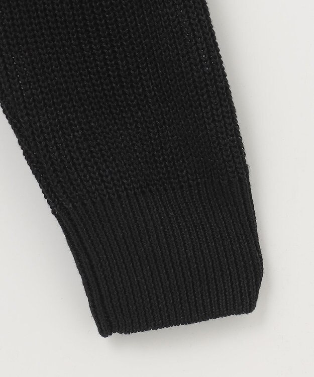 自由区 【XSサイズ～/洗える】リネンミドルゲージボートネック ニット ブラック系