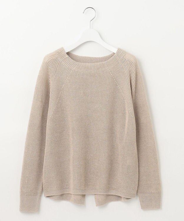 自由区 【XSサイズ～/洗える】リネンミドルゲージボートネック ニット ベージュ系