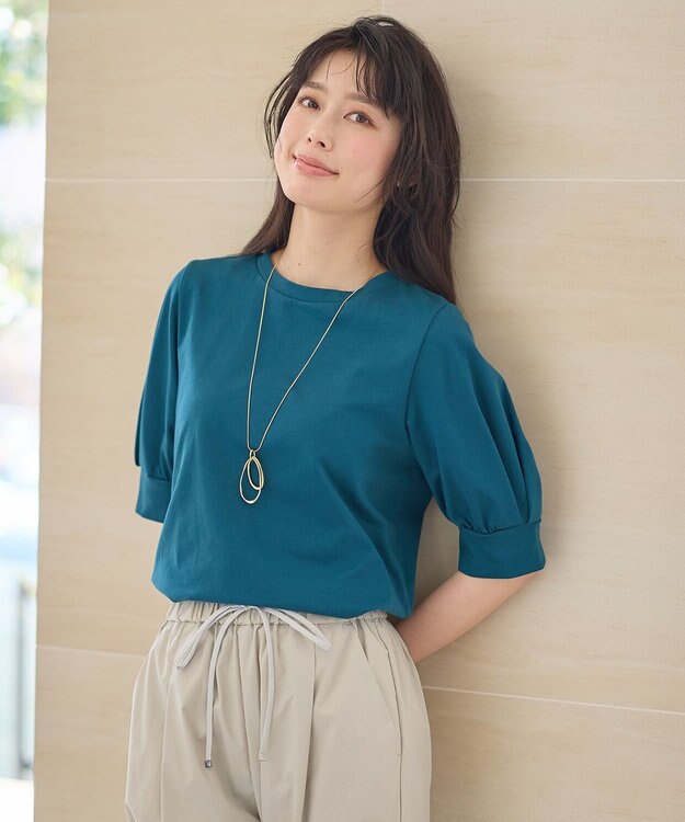 ANY 【洗濯機可】パフスリーブプルオーバー グリーン