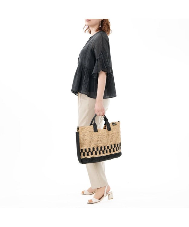 IBIZA ラフィア　２ＷＡＹバッグ　（Ｌ） ベージュ