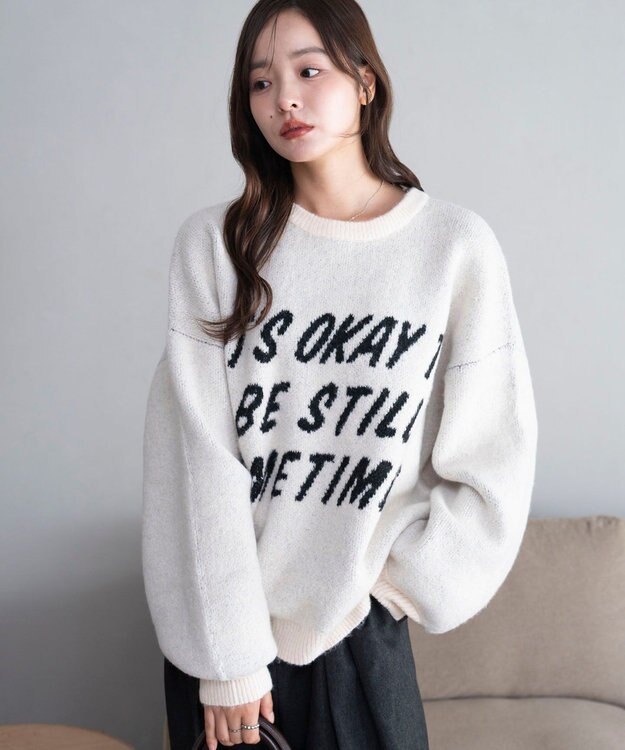 WEGO 【2025年秋冬新作】フラッフィーグラフィックニットBIGプルオーバー 柄3