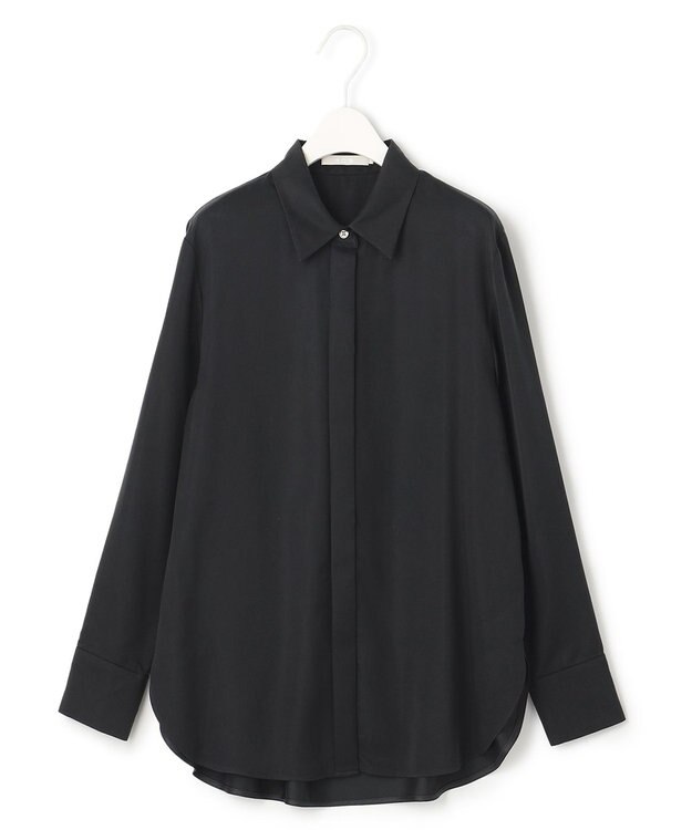 ICB 【洗える】 ルゼブフィブリルサテン シャツ チャコール系