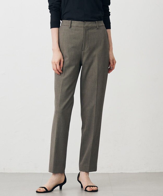 J.PRESS LADIES L 【洗える】T/Rアルガンシルク テーパード パンツ ブラウン系