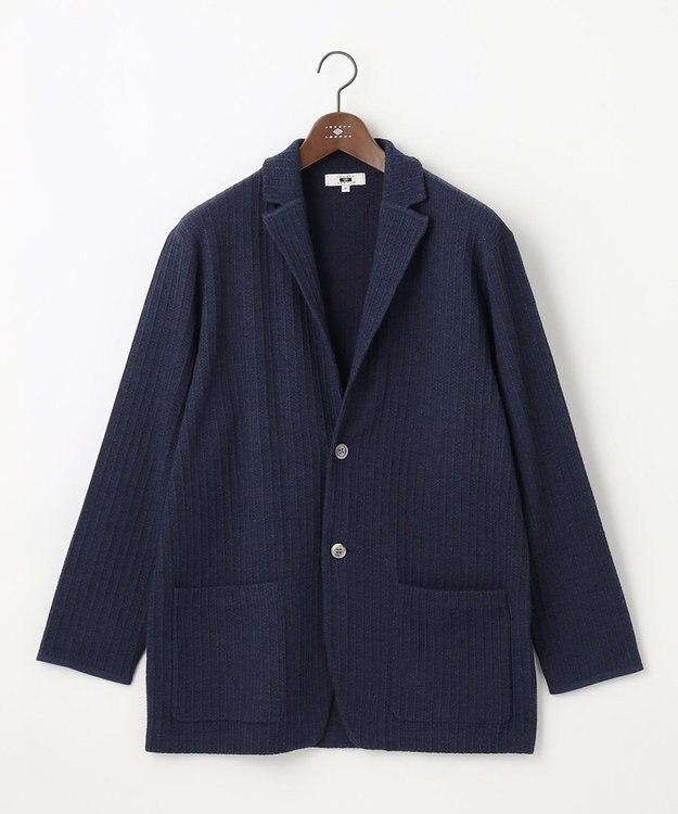JOSEPH ABBOUD 【キングサイズ・洗える】JOE COTTON使用 ニットジャケット ネイビー系
