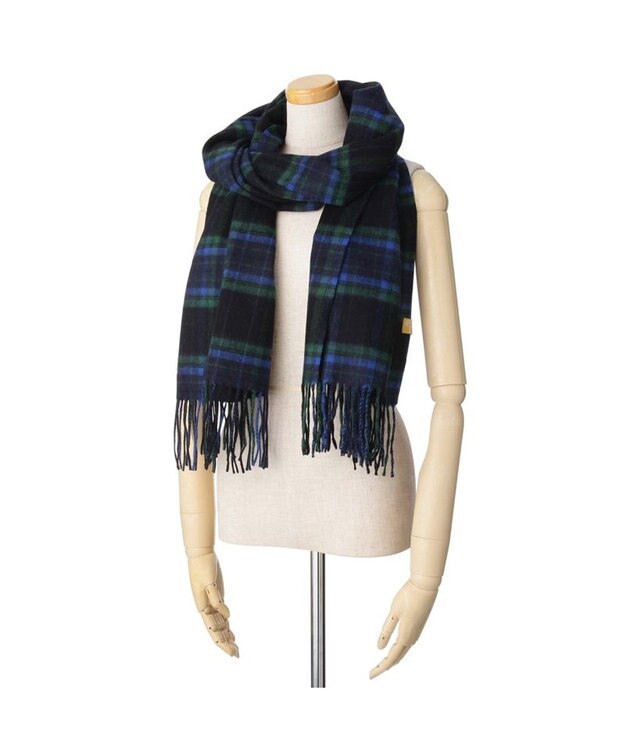 MOONBAT WEB限定【洗える】ミエル (miel) カシミヤ100％ チェックストール ブラック