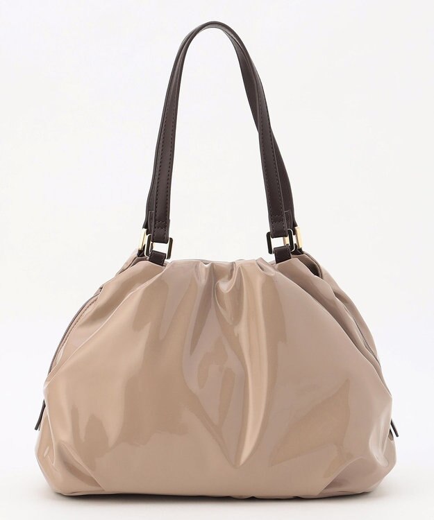 LA BAGAGERIE ソフトエナメル2WAYハンドバッグ Mサイズ グレージュ