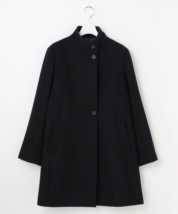 J.PRESS LADIES ショートビーバー スタンドカラー コート ブラック系