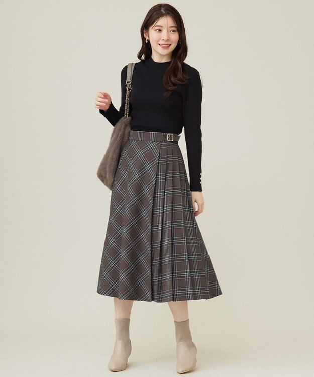 ANY SIS 【洗える】リブインナー ニット ブラック