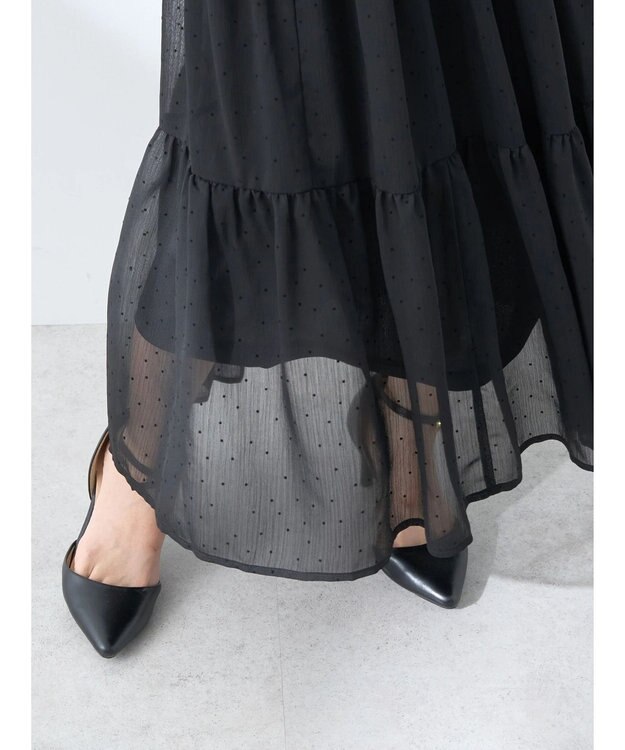 earth music&ecology フロッキードットシアーティアードスカート Black