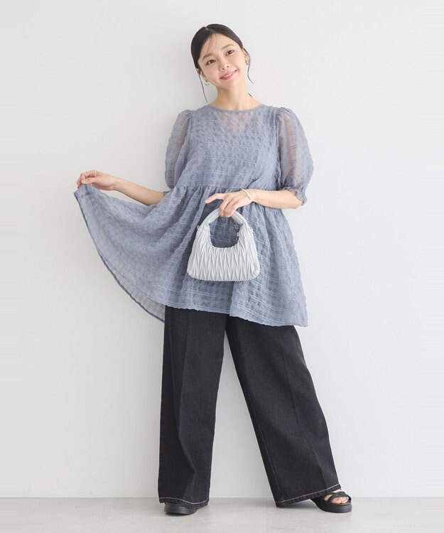 earth music&ecology シアーパフチュニック Gray