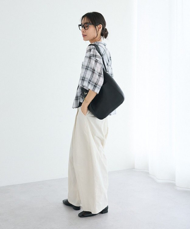 CRAFT STANDARD BOUTIQUE バックギャザーポンチョシャツ Check Ivory