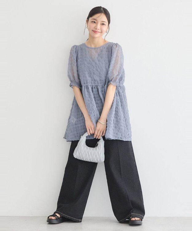 earth music&ecology シアーパフチュニック Gray