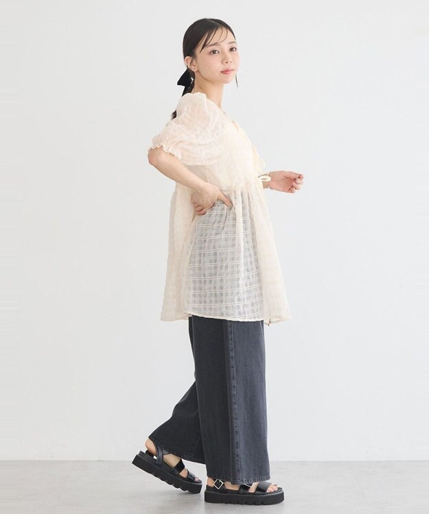 earth music&ecology シアーパフチュニック Ivory