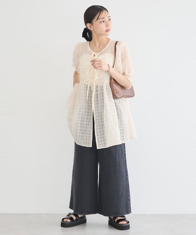 earth music&ecology シアーパフチュニック Ivory