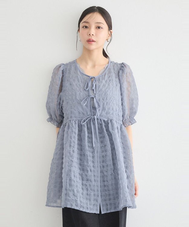 earth music&ecology シアーパフチュニック Gray