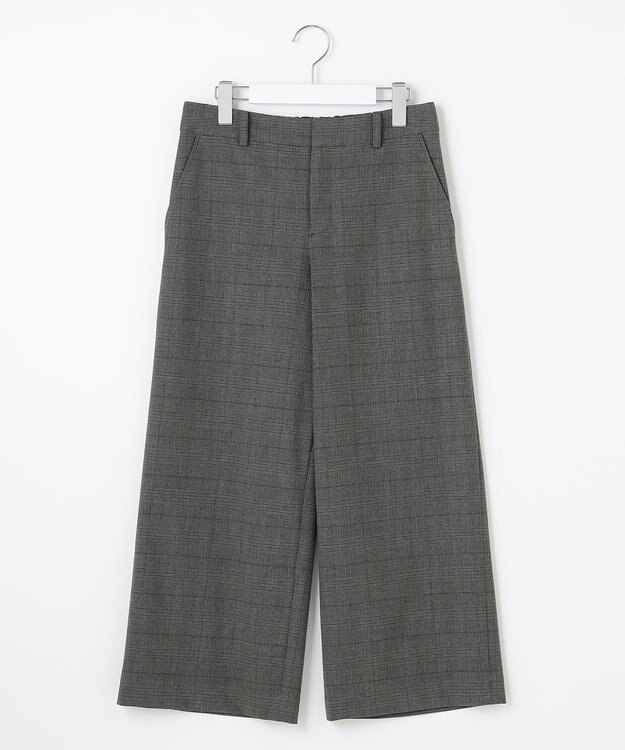 J.PRESS LADIES S 【洗える】アルガンシルクチェック ワイドパンツ ライトグレー系3