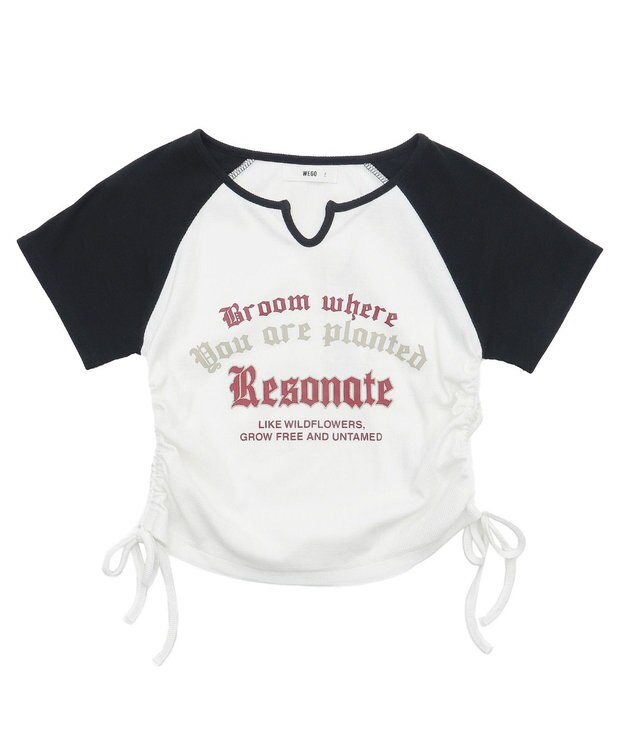 WEGO キーネックサイドレースアップちびT 柄5