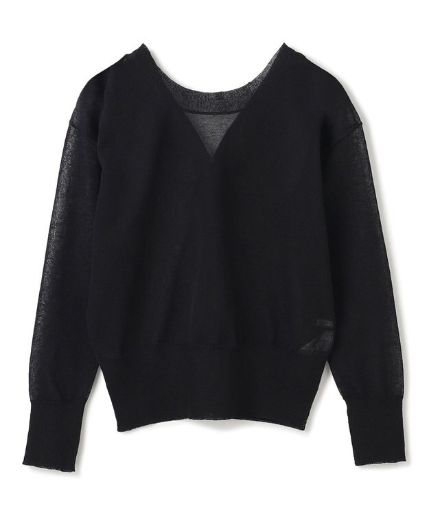 BEIGE， 【洗える・Oggi 7月号掲載】LUPINUS / 前後2WAYシアーニットカーディガン Black