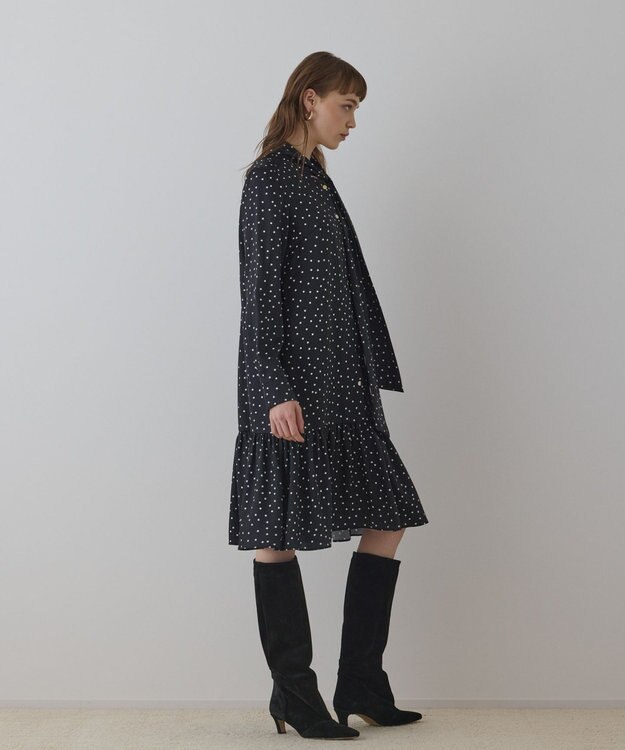 GRACE CONTINENTAL ランダムドットボウタイワンピース ブラック