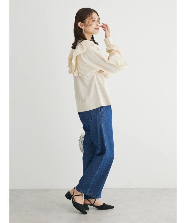 Green Parks ストレートタックデニムパンツ Blue