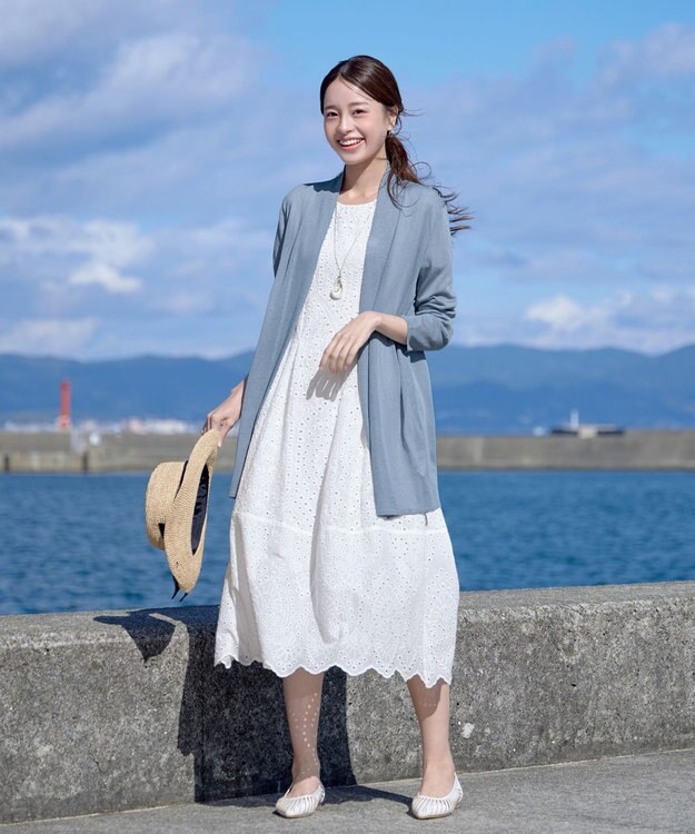 Tiaclasse L 【新色追加・UVケア・接触冷感】ロングトッパーカーディガン サックス