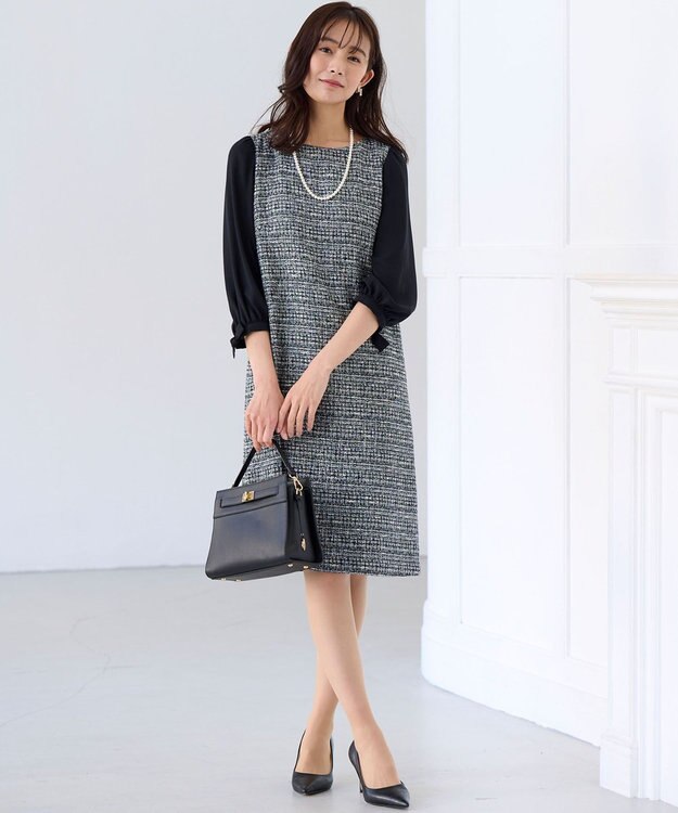 組曲 ベルトデザインスクエアショルダーバッグ ブラック系